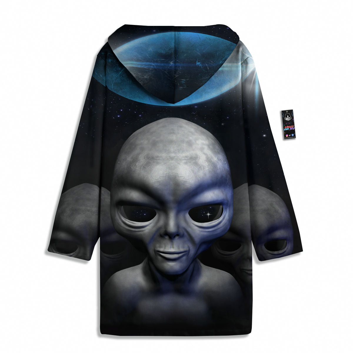 3D Grey Alien Print Men's Windbreaker Jacket-grizzshop