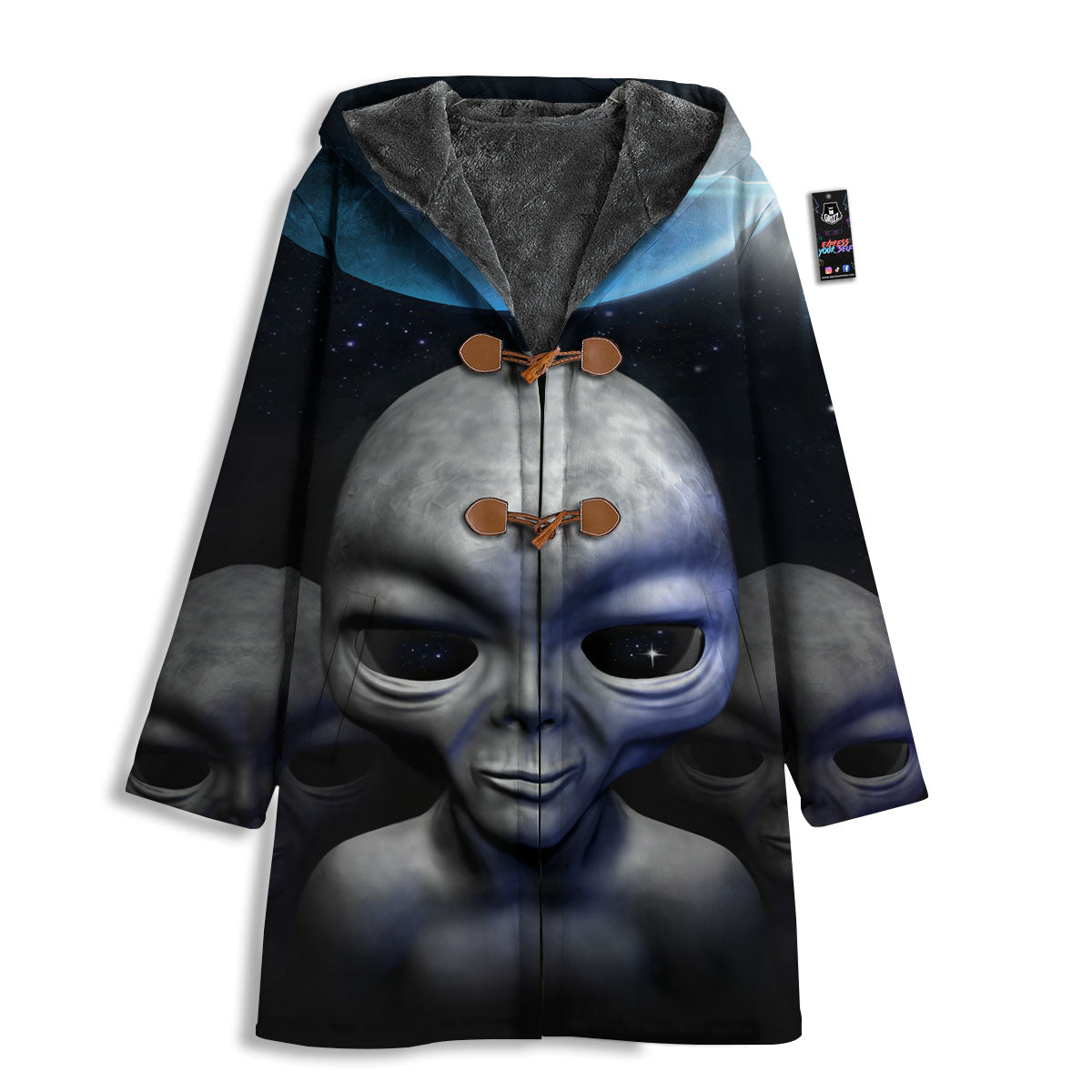 3D Grey Alien Print Men's Windbreaker Jacket-grizzshop