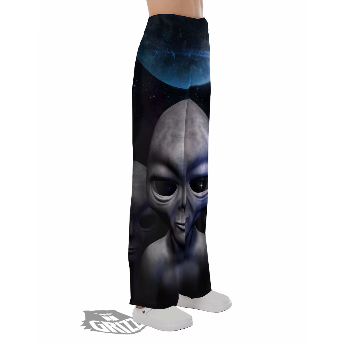 3D Grey Alien Print Pajama Pants-grizzshop