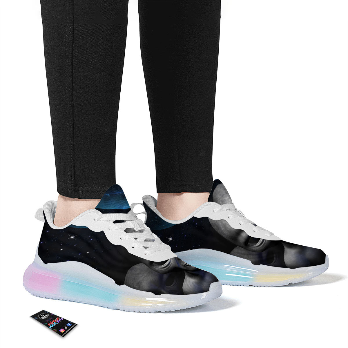 3D Grey Alien Print Running Sneakers-grizzshop