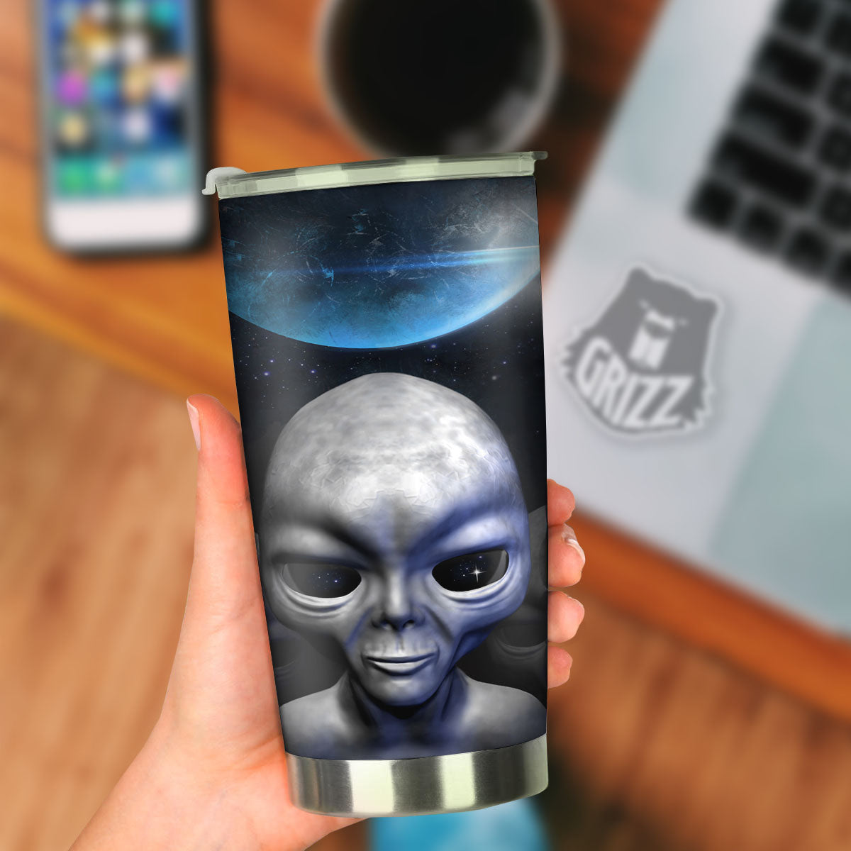 3D Grey Alien Print Tumbler-grizzshop