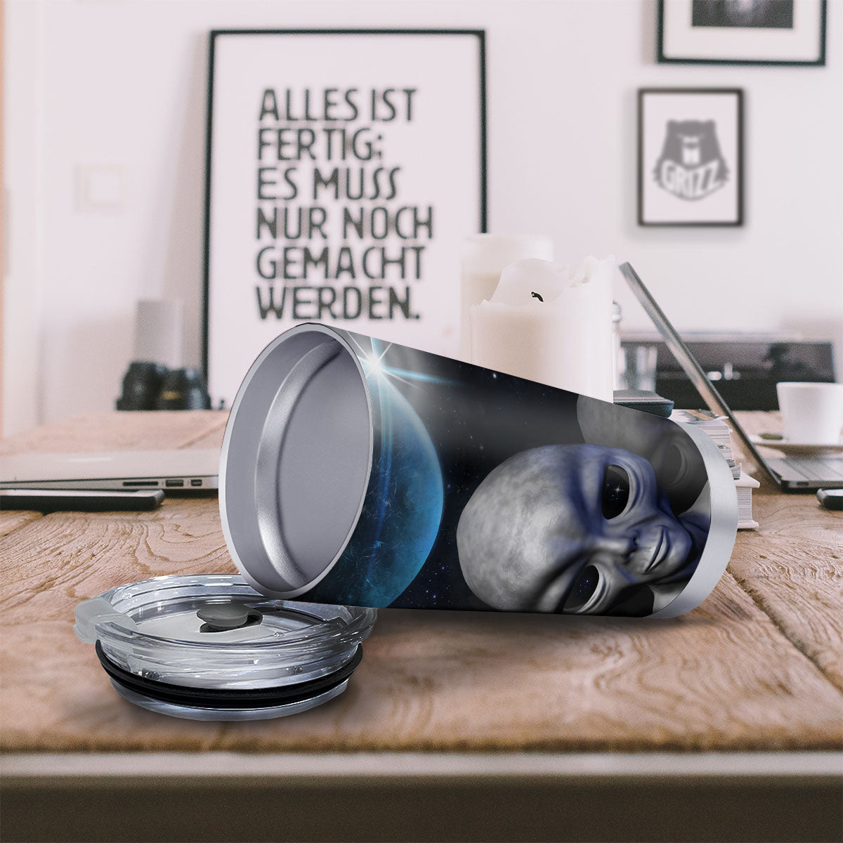 3D Grey Alien Print Tumbler-grizzshop