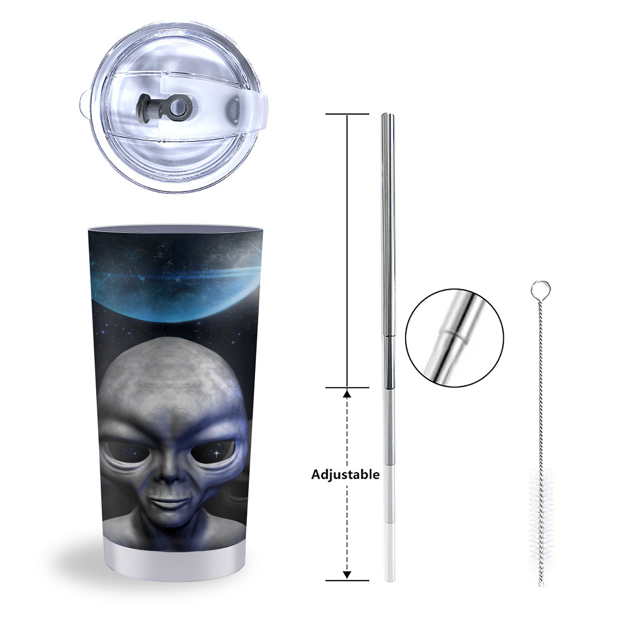 3D Grey Alien Print Tumbler-grizzshop