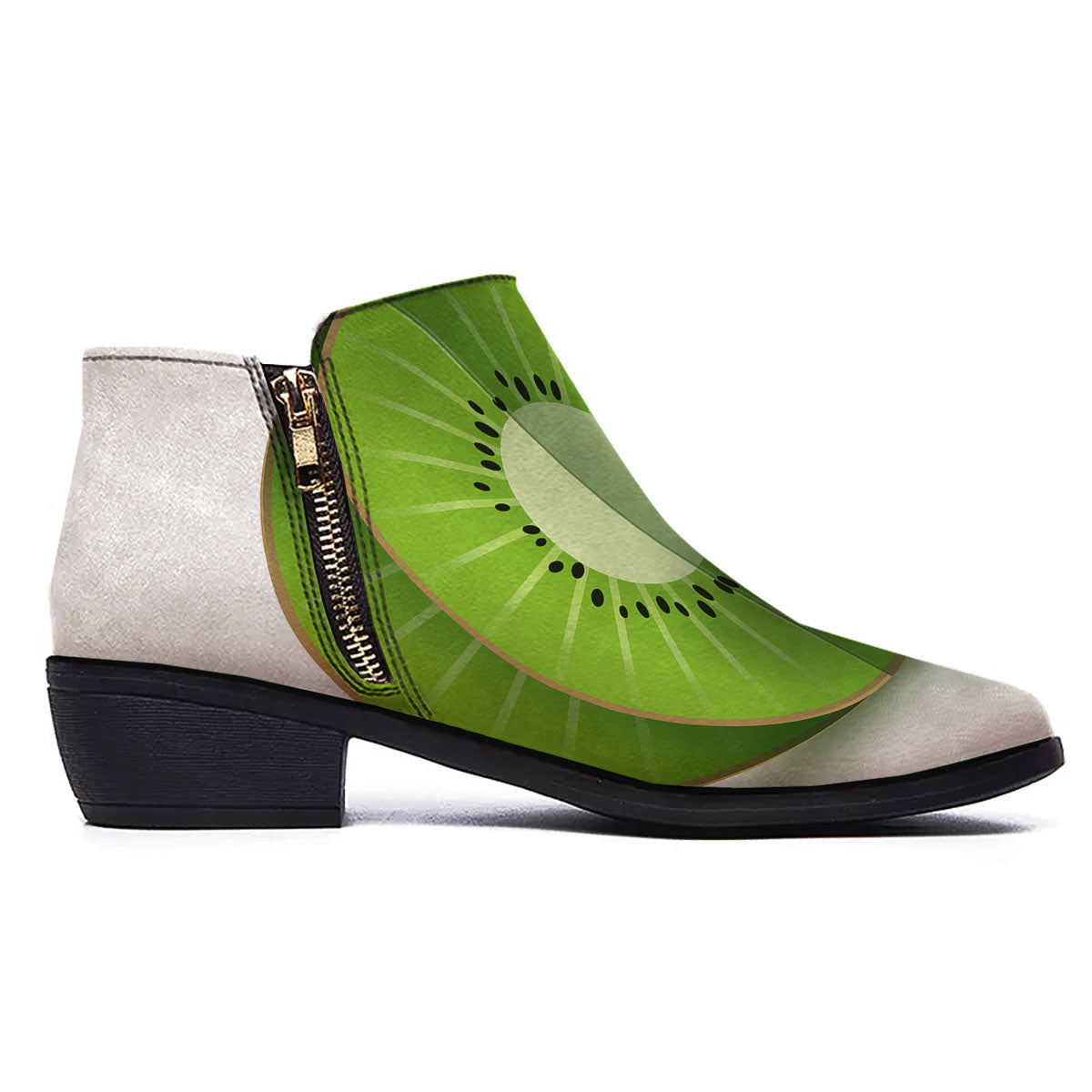 3D Kiwi Print Ankle Boots-grizzshop