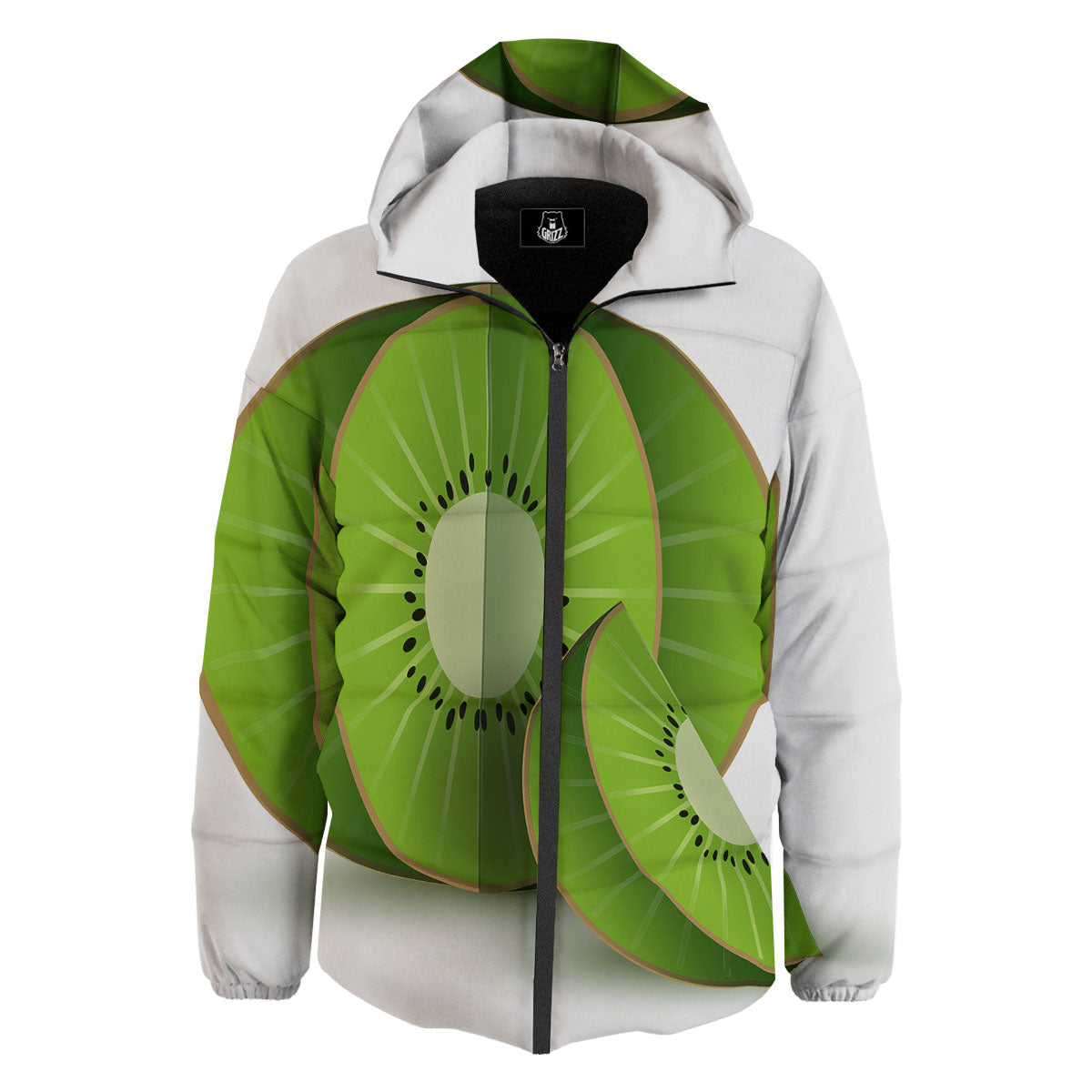 3D Kiwi Print Down Jacket-grizzshop