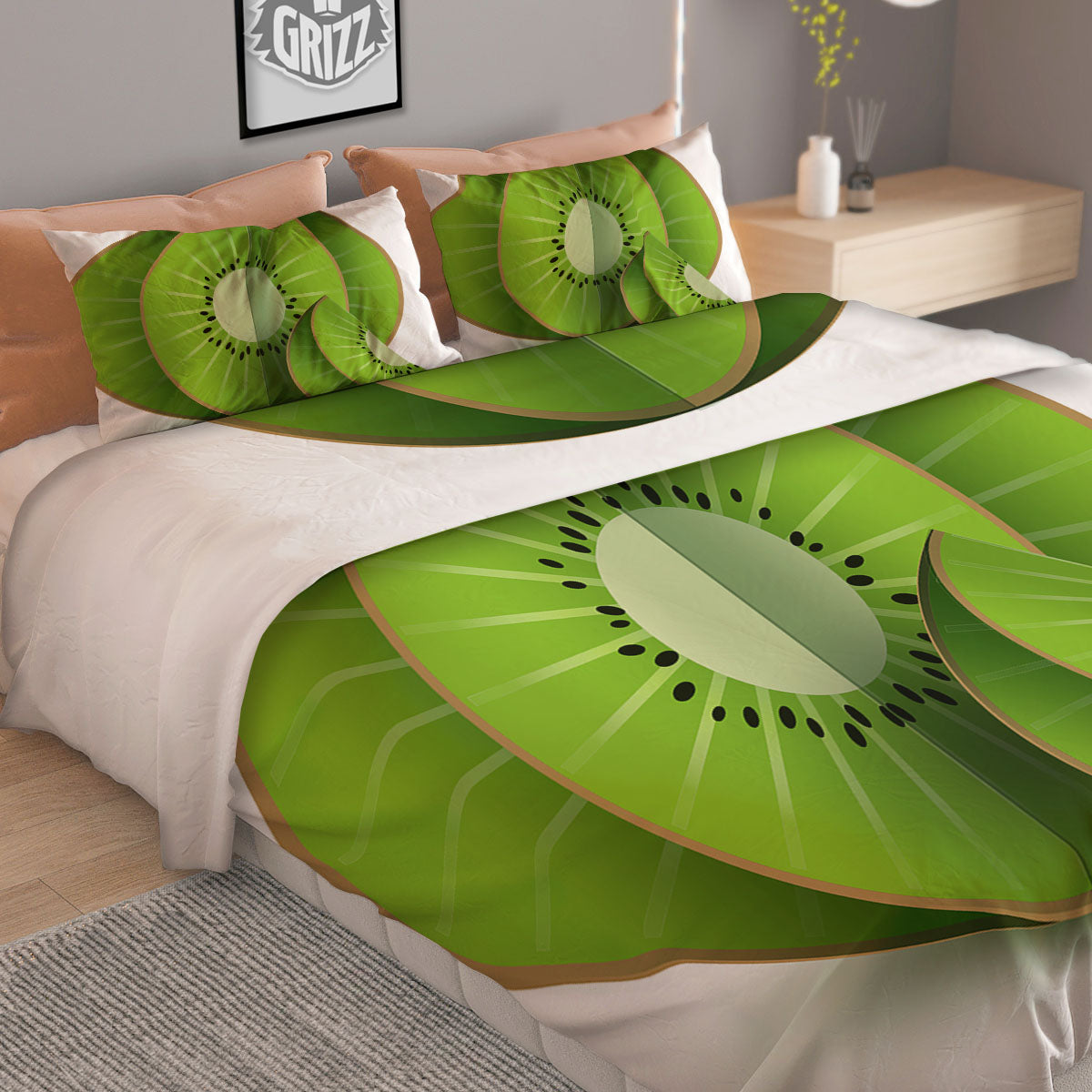 3D Kiwi Print Duvet Cover Bedding Set