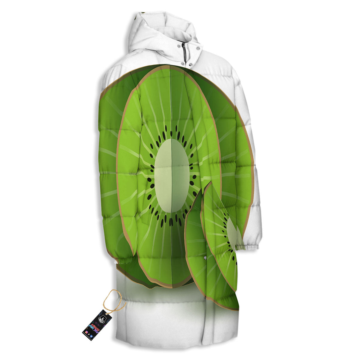 3D Kiwi Print Long Down Jacket-grizzshop