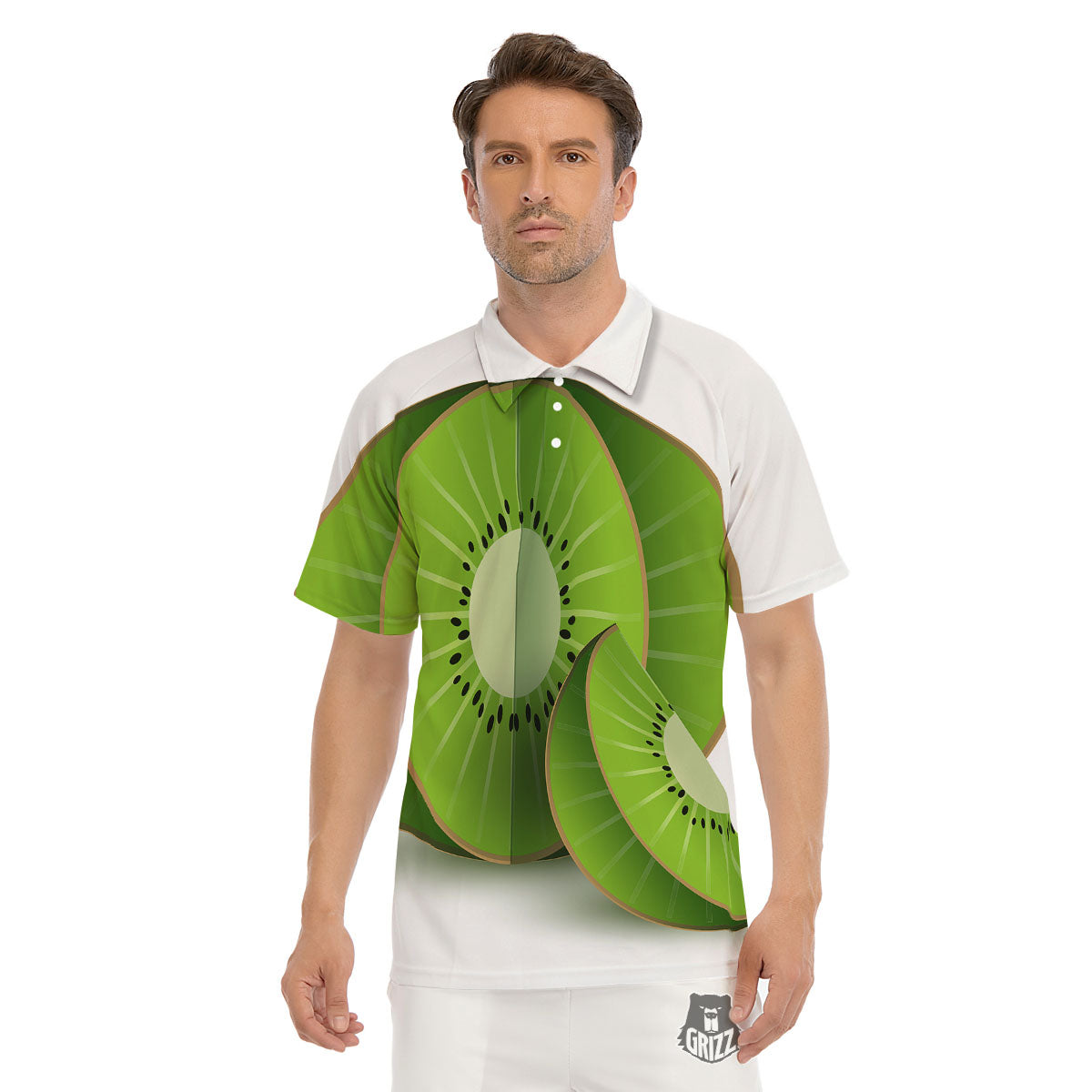 3D Kiwi Print Men's Golf Shirts-grizzshop
