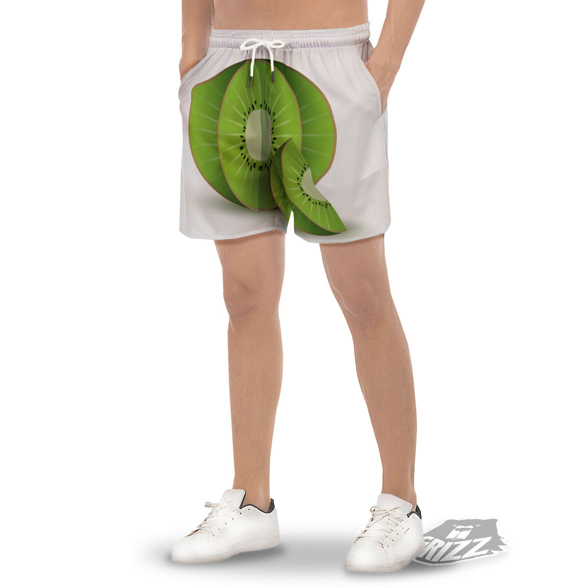 3D Kiwi Print Men's Gym Shorts-grizzshop