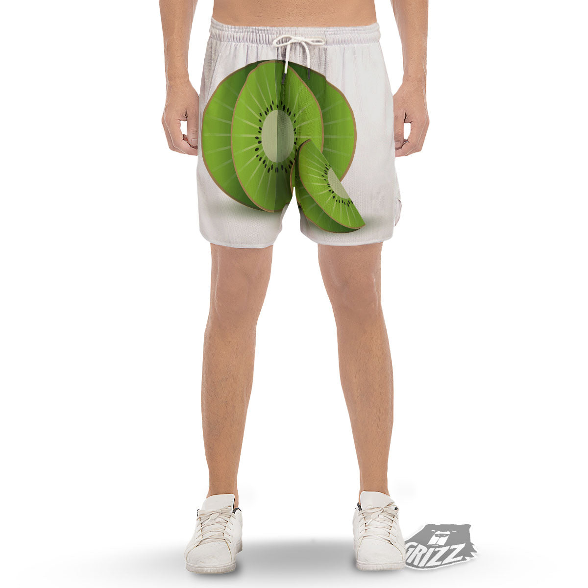 3D Kiwi Print Men's Gym Shorts-grizzshop