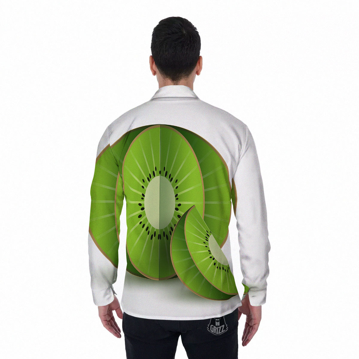 3D Kiwi Print Men's Long Sleeve Shirts-grizzshop