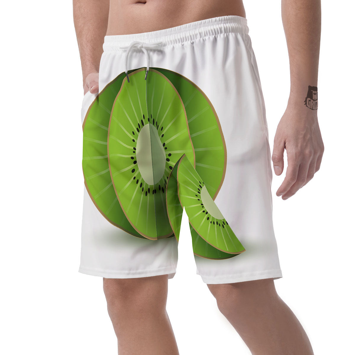3D Kiwi Print Men's Shorts-grizzshop
