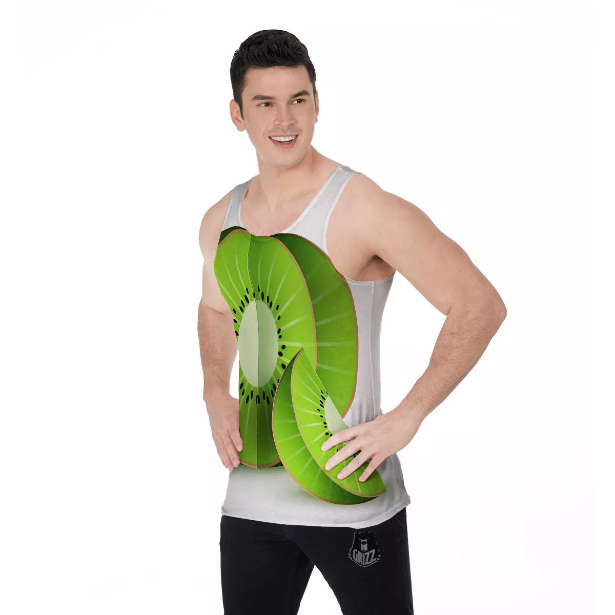 3D Kiwi Print Men's Tank Top-grizzshop