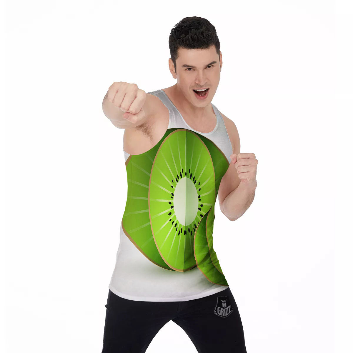 3D Kiwi Print Men's Tank Top-grizzshop