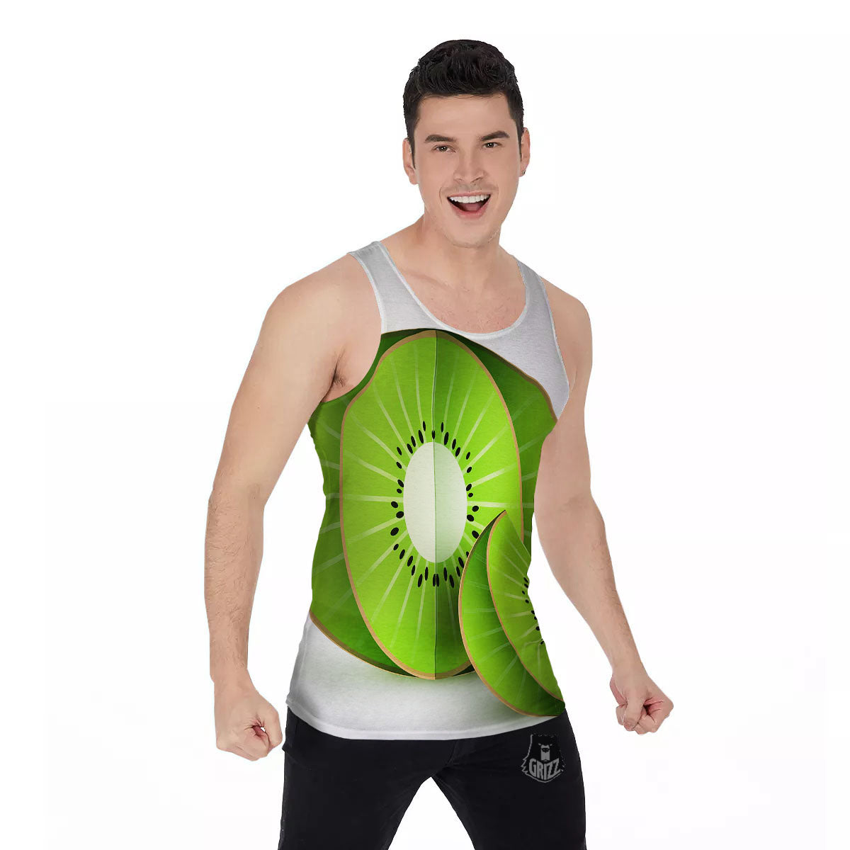 3D Kiwi Print Men's Tank Top-grizzshop