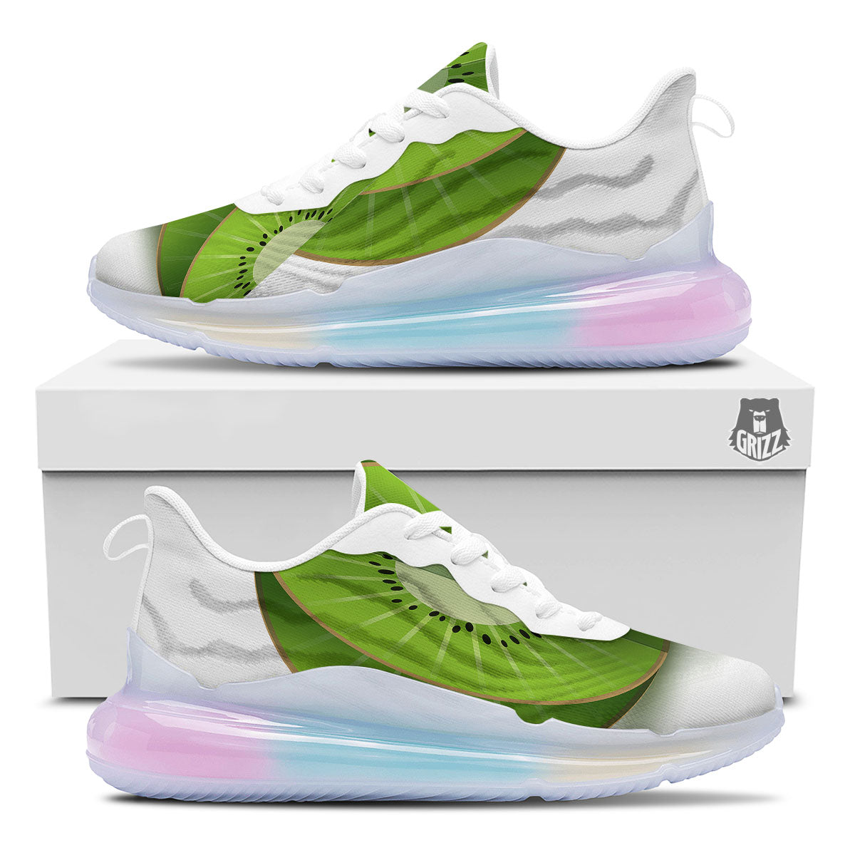 3D Kiwi Print Running Sneakers-grizzshop