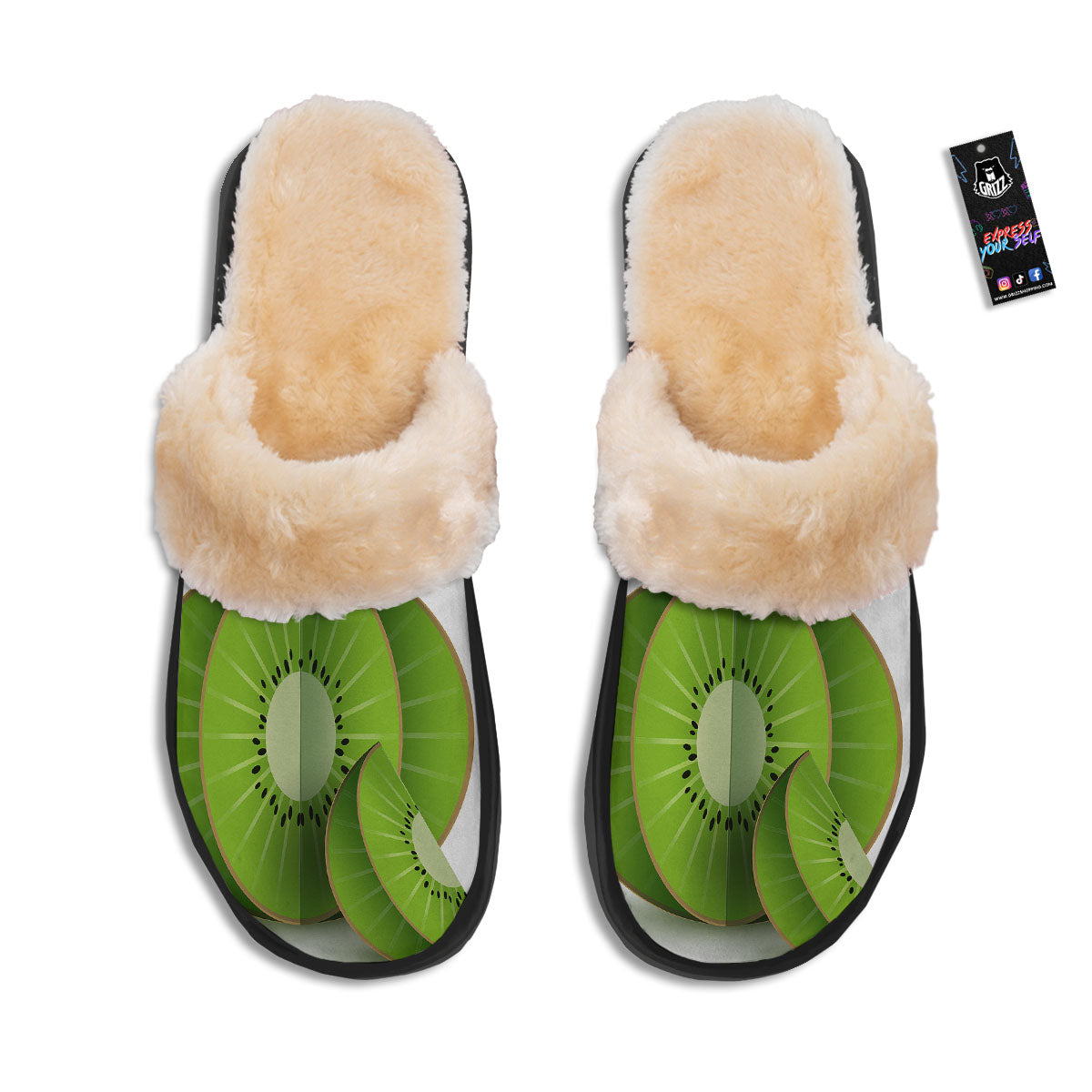 3D Kiwi Print Slippers-grizzshop