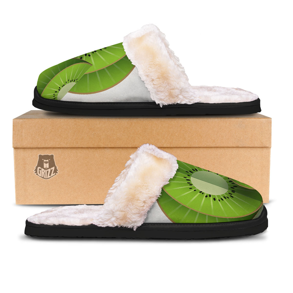 3D Kiwi Print Slippers-grizzshop