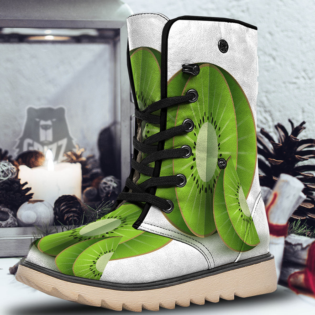 3D Kiwi Print Snow Boots-grizzshop