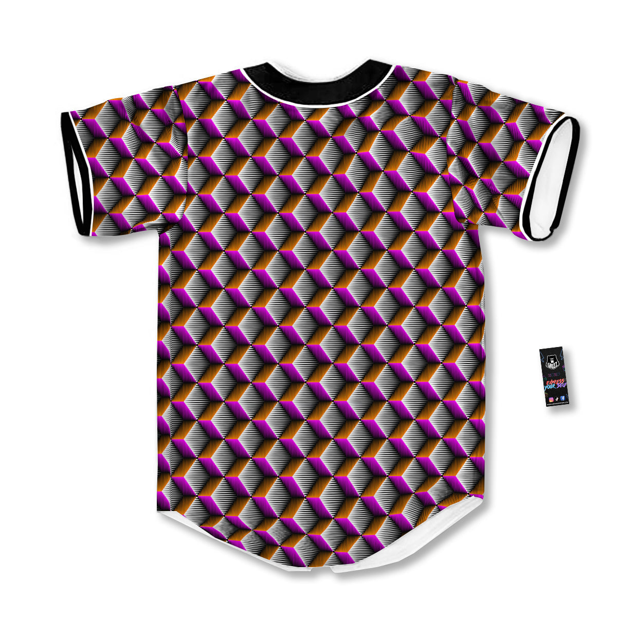 3D Rhombus Print Pattern Baseball Jersey-grizzshop