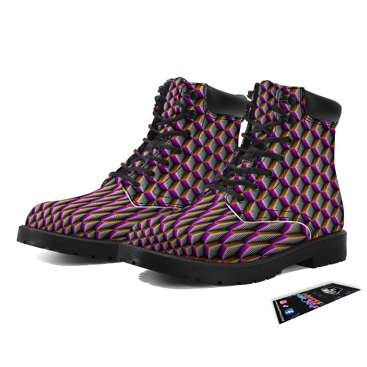 3D Rhombus Print Pattern Boots-grizzshop