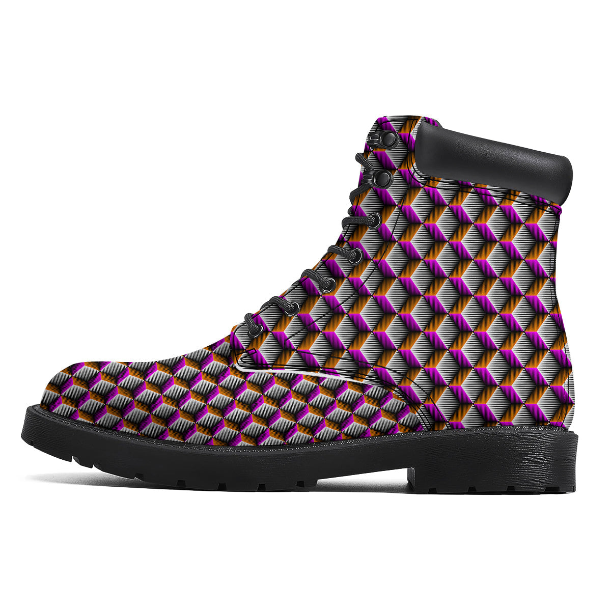 3D Rhombus Print Pattern Boots-grizzshop
