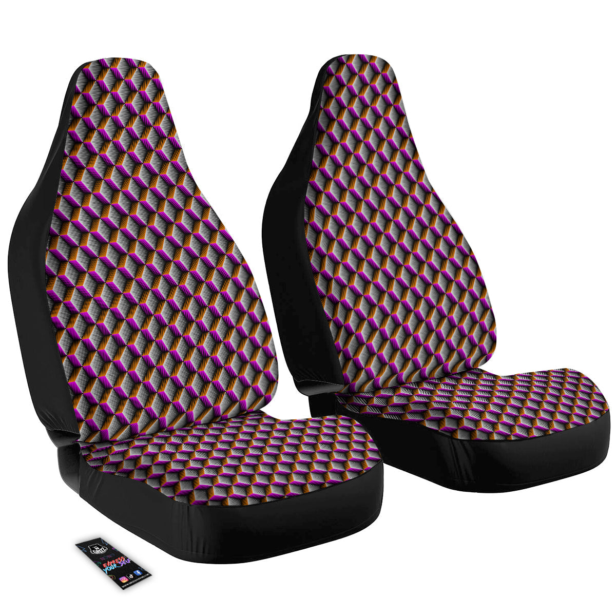 3D Rhombus Print Pattern Car Seat Covers-grizzshop