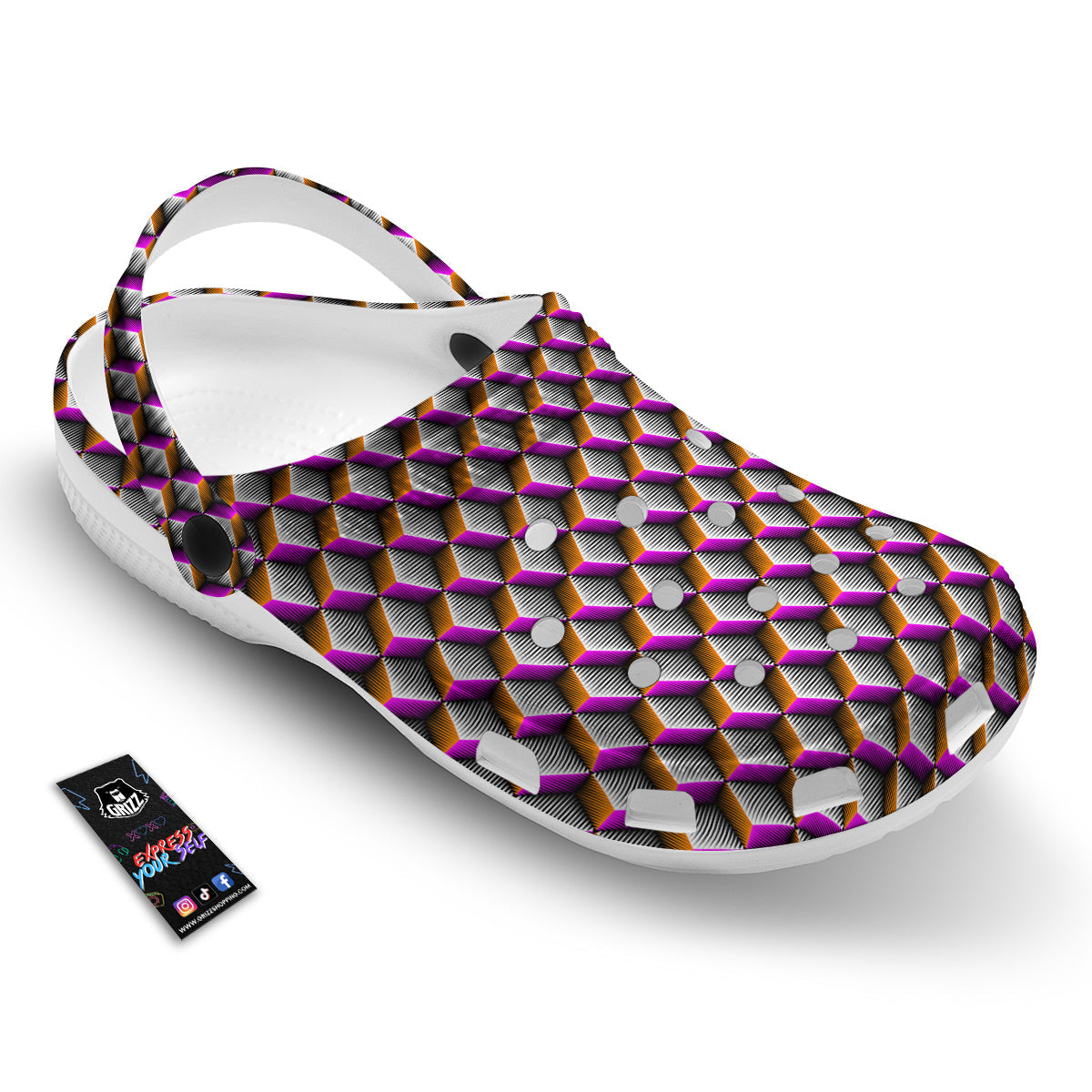 3D Rhombus Print Pattern Clog-grizzshop