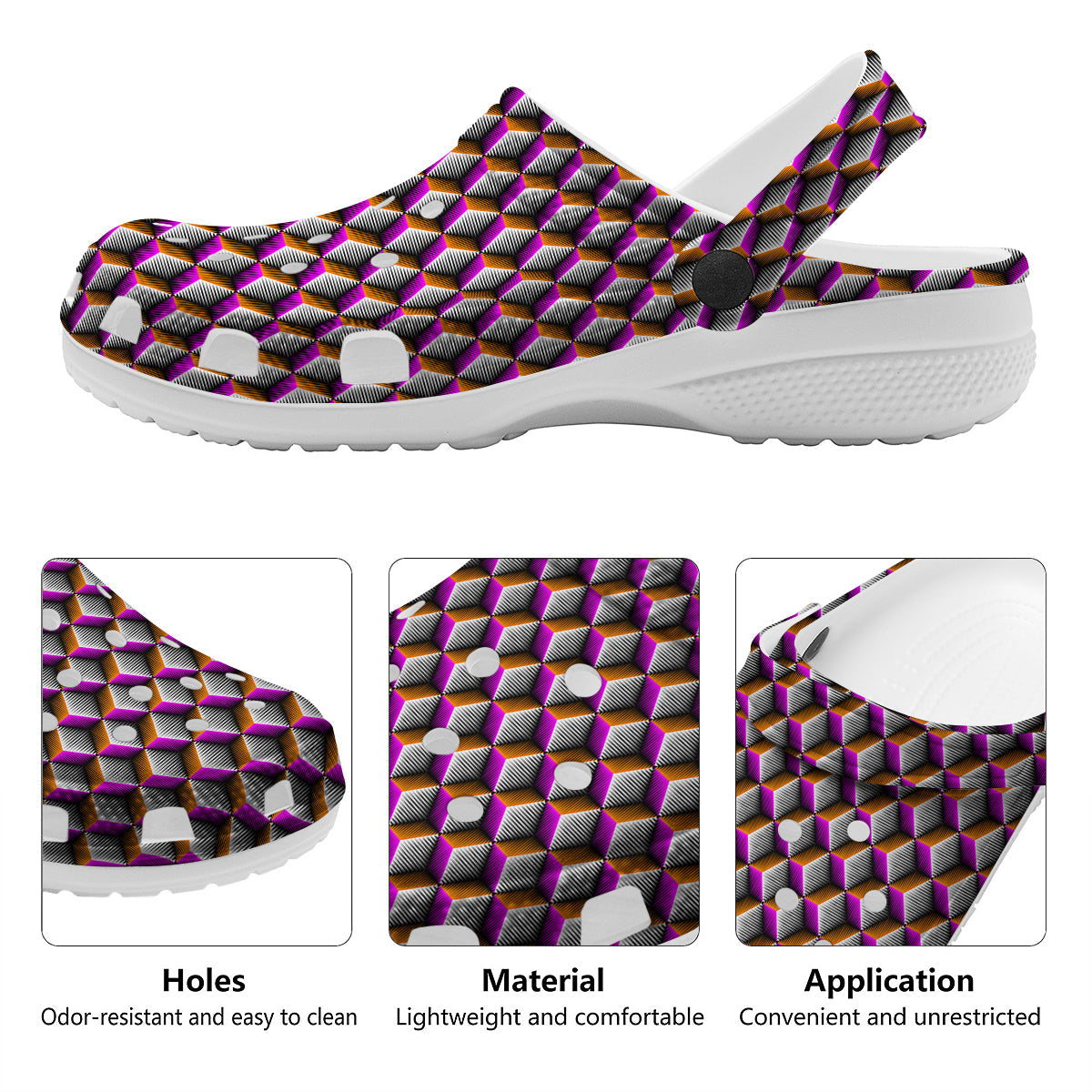 3D Rhombus Print Pattern Clog-grizzshop