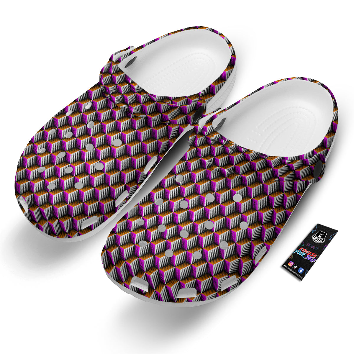 3D Rhombus Print Pattern Clog-grizzshop