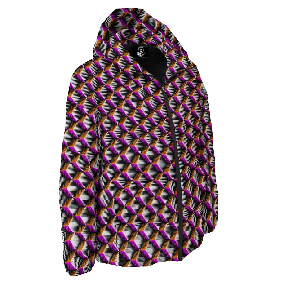 3D Rhombus Print Pattern Down Jacket-grizzshop