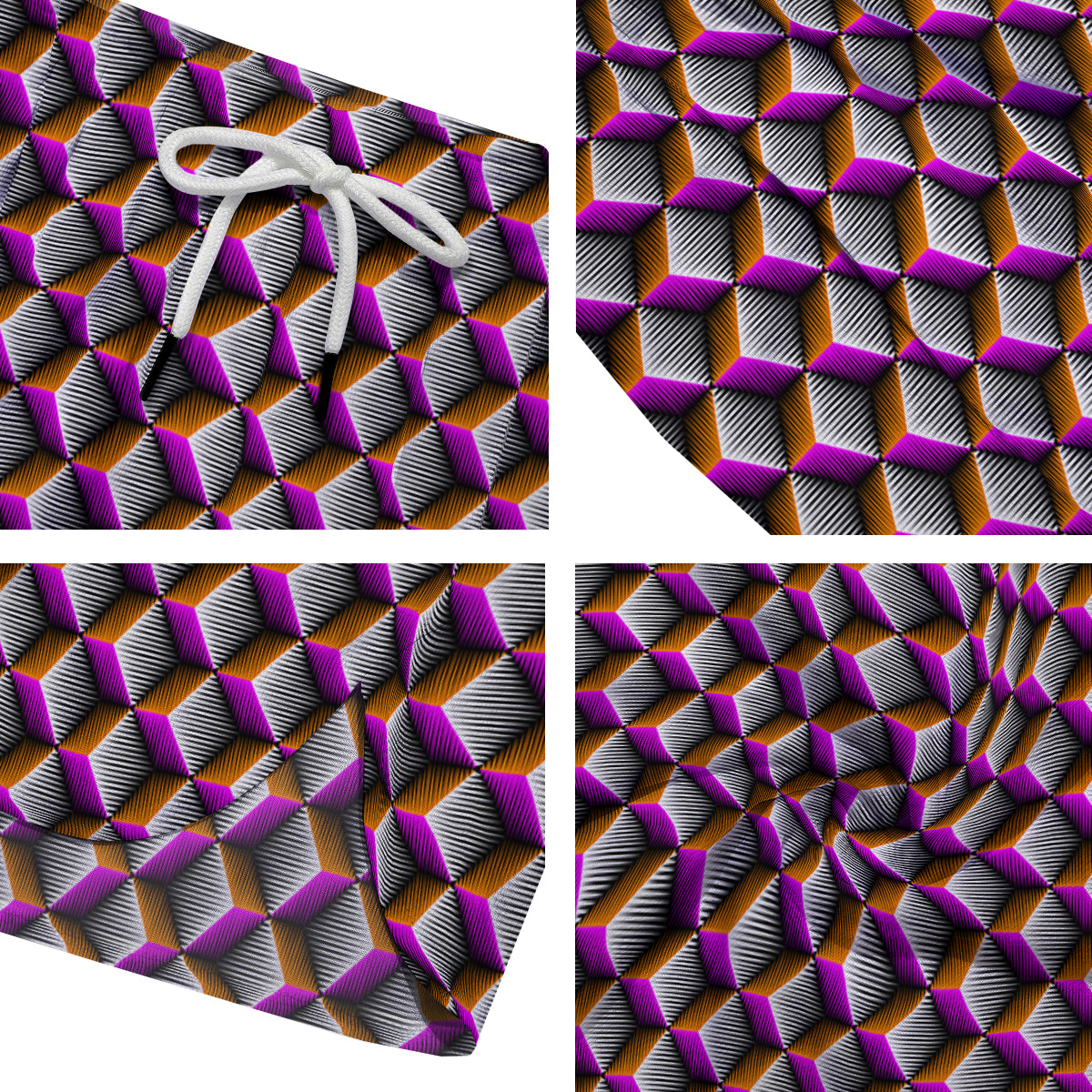 3D Rhombus Print Pattern Men's Running Shorts-grizzshop
