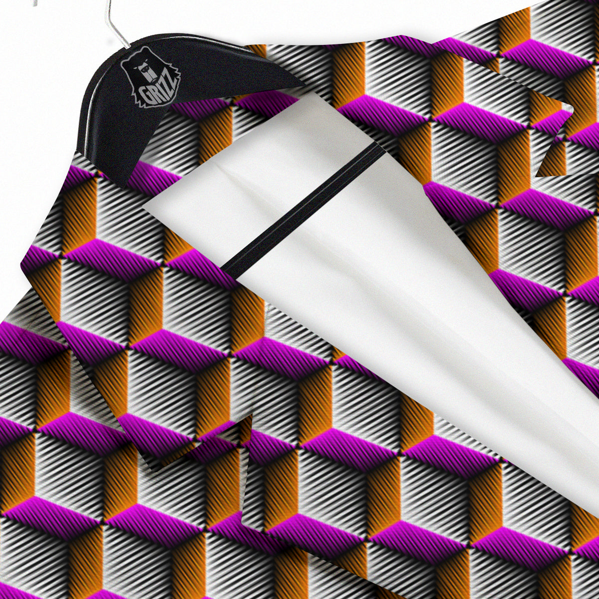 3D Rhombus Print Pattern Men's Sport Coat-grizzshop