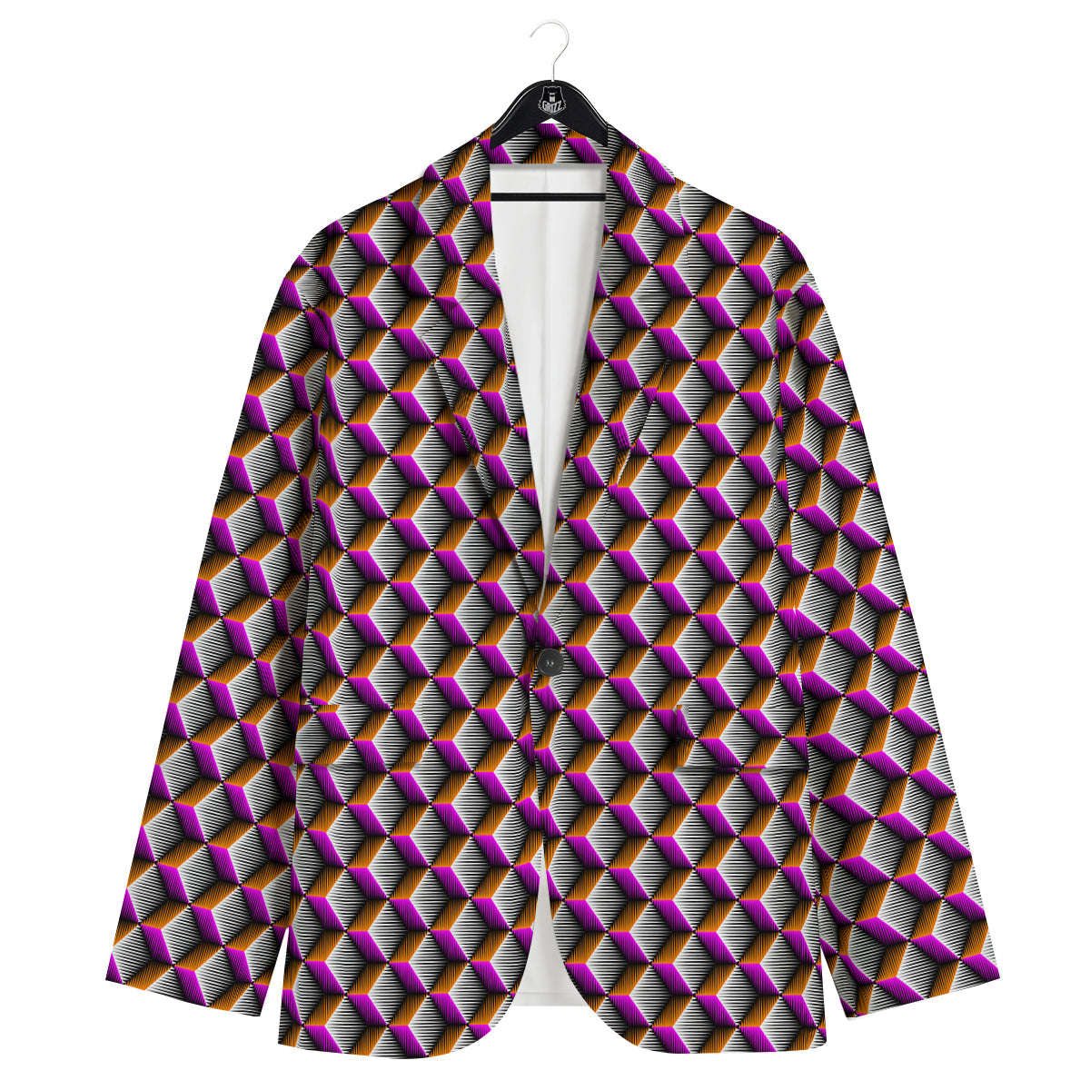 3D Rhombus Print Pattern Men's Sport Coat-grizzshop