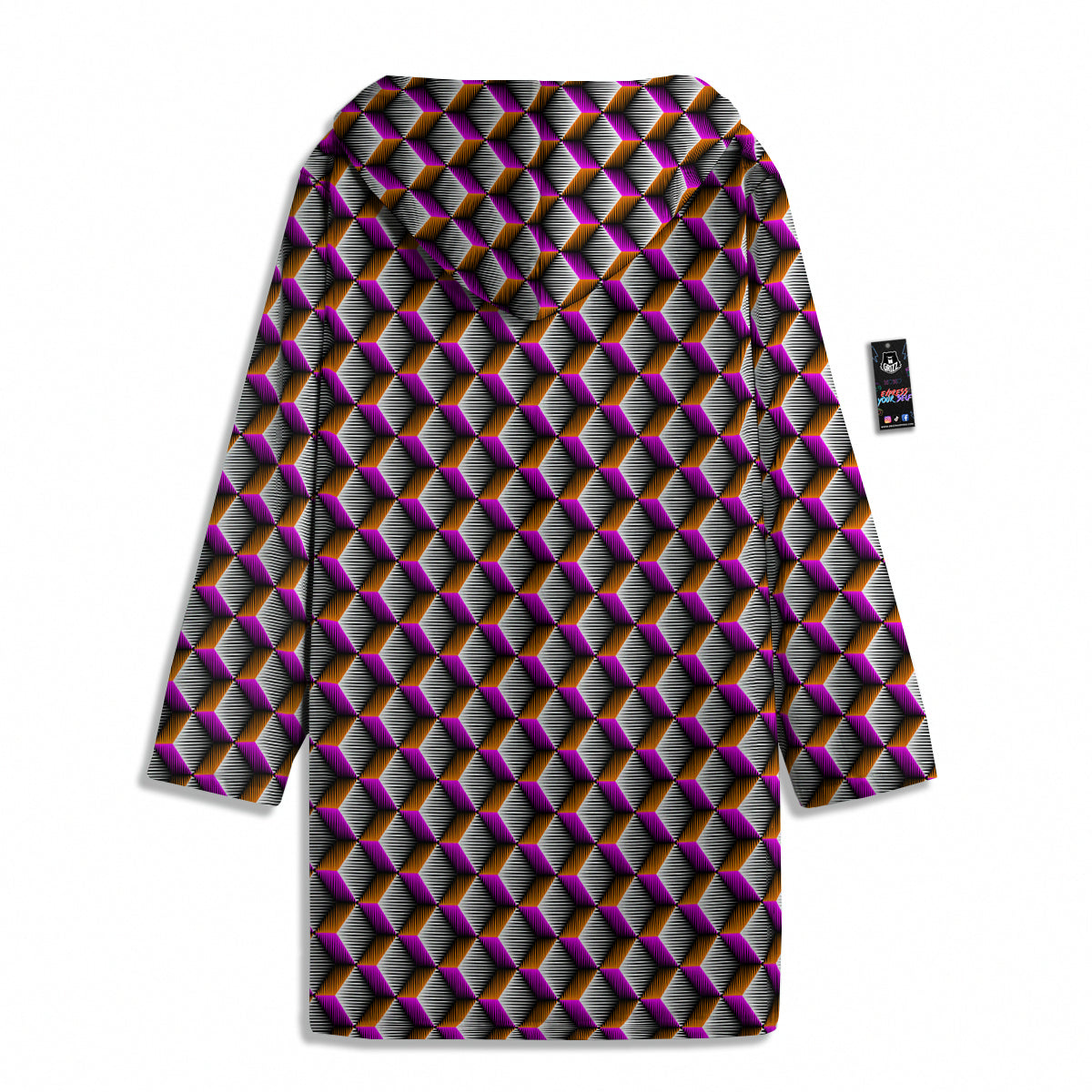 3D Rhombus Print Pattern Men's Windbreaker Jacket-grizzshop