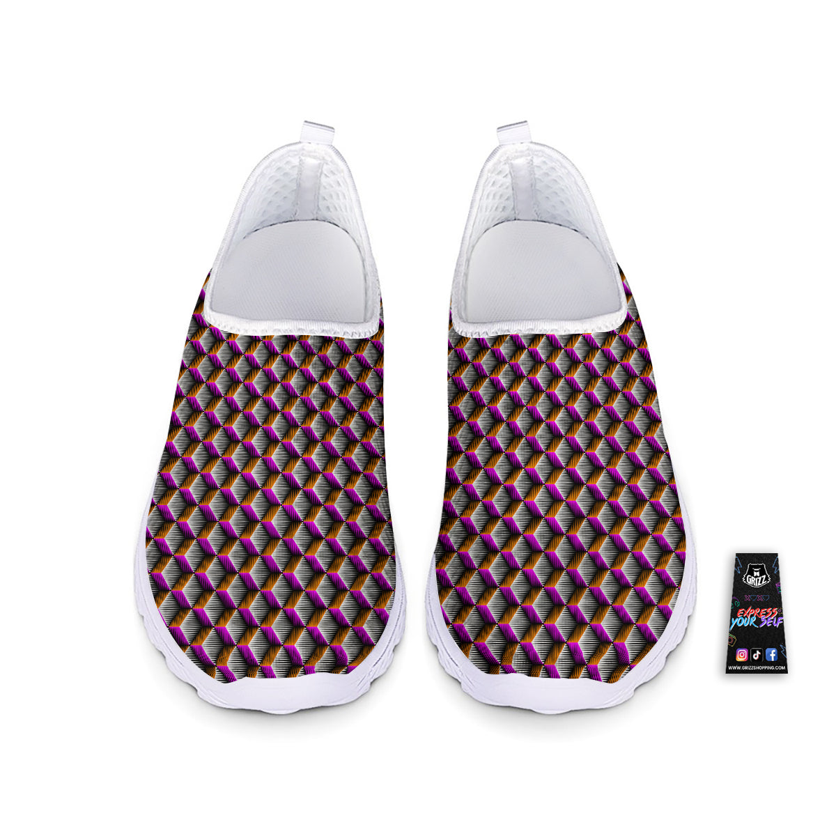 3D Rhombus Print Pattern Nurse Shoes-grizzshop