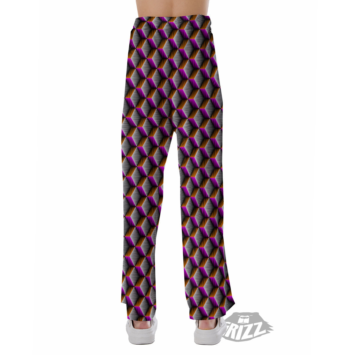 3D Rhombus Print Pattern Pajama Pants-grizzshop