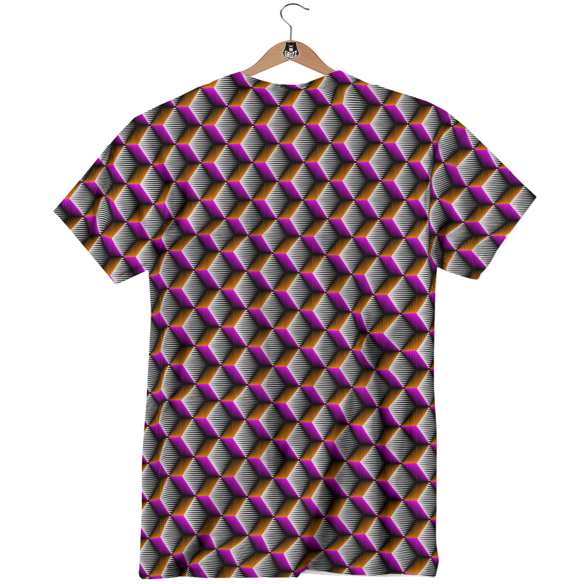 3D Rhombus Print Pattern T-Shirt-grizzshop