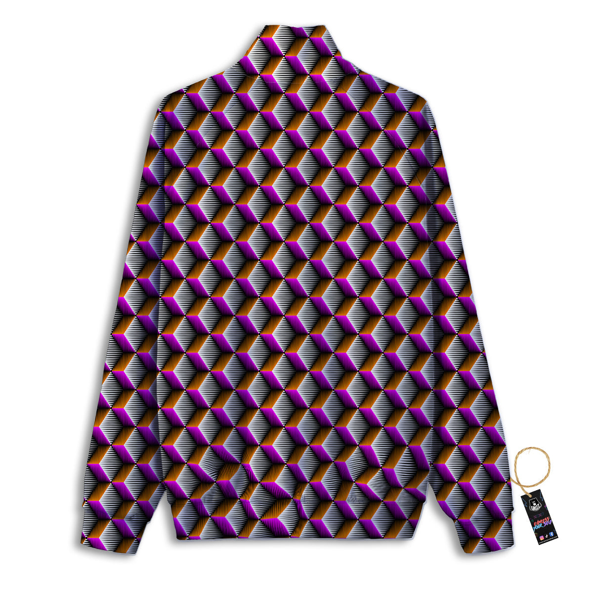3D Rhombus Print Pattern Track Jacket-grizzshop