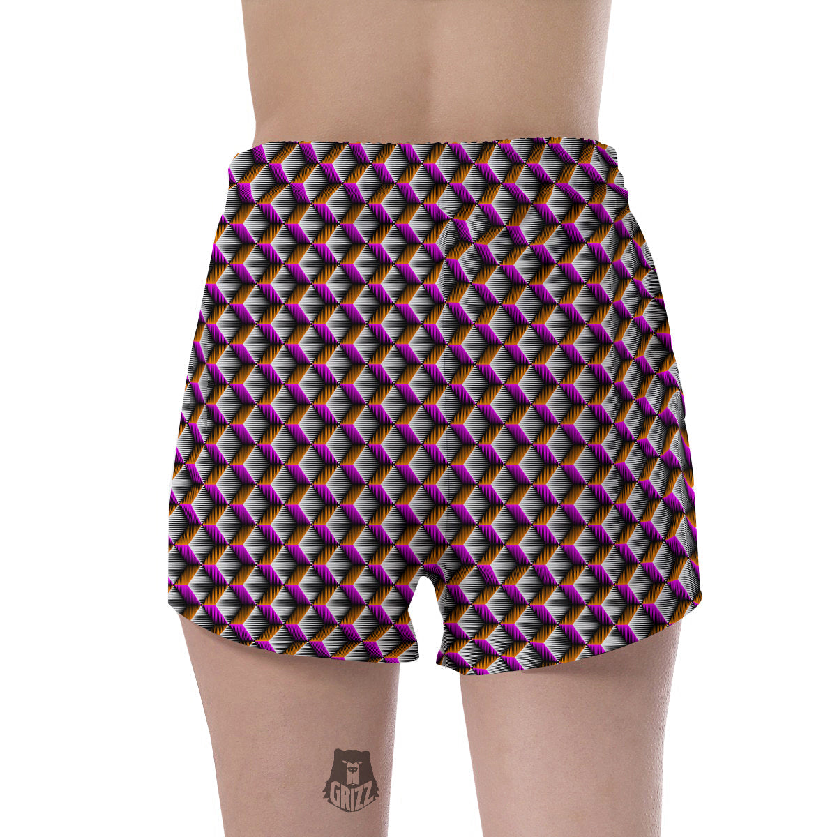 3D Rhombus Print Pattern Women's Shorts-grizzshop