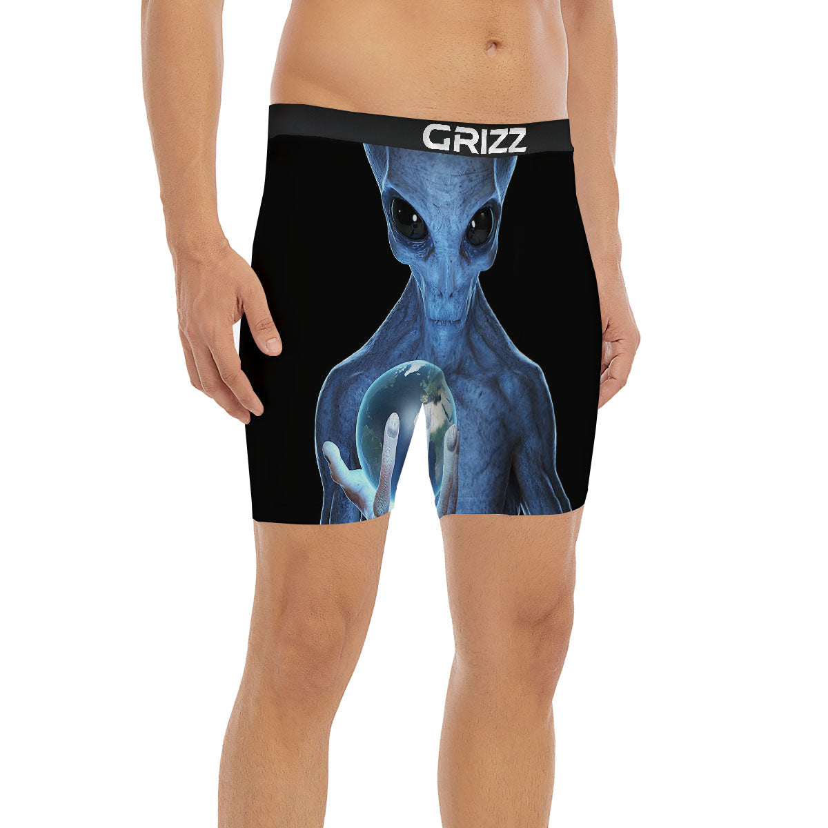 3D Scary Alien Grey Print Boxer Briefs-grizzshop