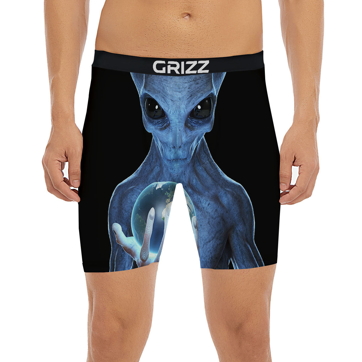 3D Scary Alien Grey Print Boxer Briefs-grizzshop