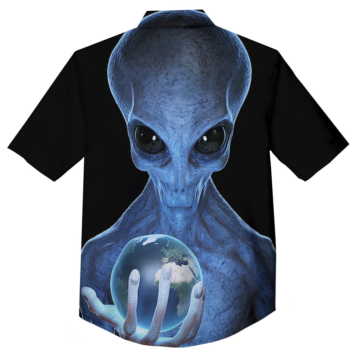 3D Scary Alien Grey Print Button Up Shirt-grizzshop