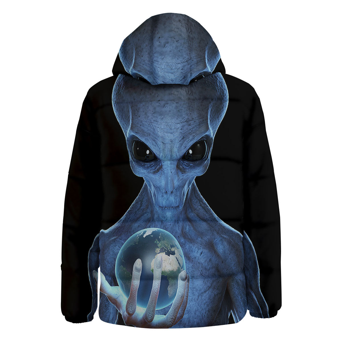 3D Scary Alien Grey Print Down Jacket-grizzshop