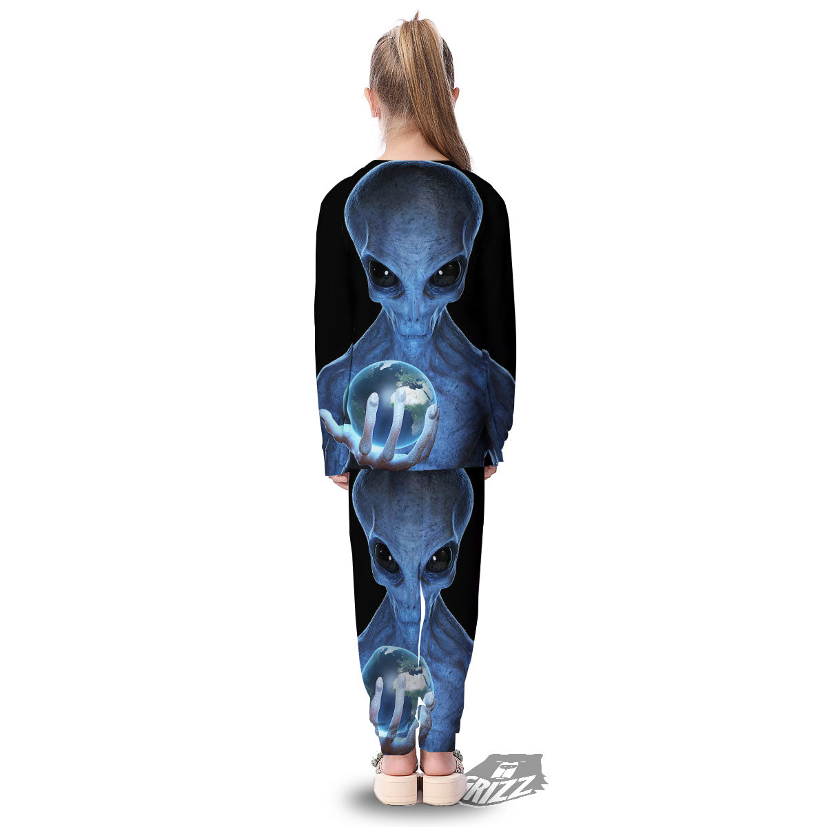3D Scary Alien Grey Print Kid's Pajamas-grizzshop