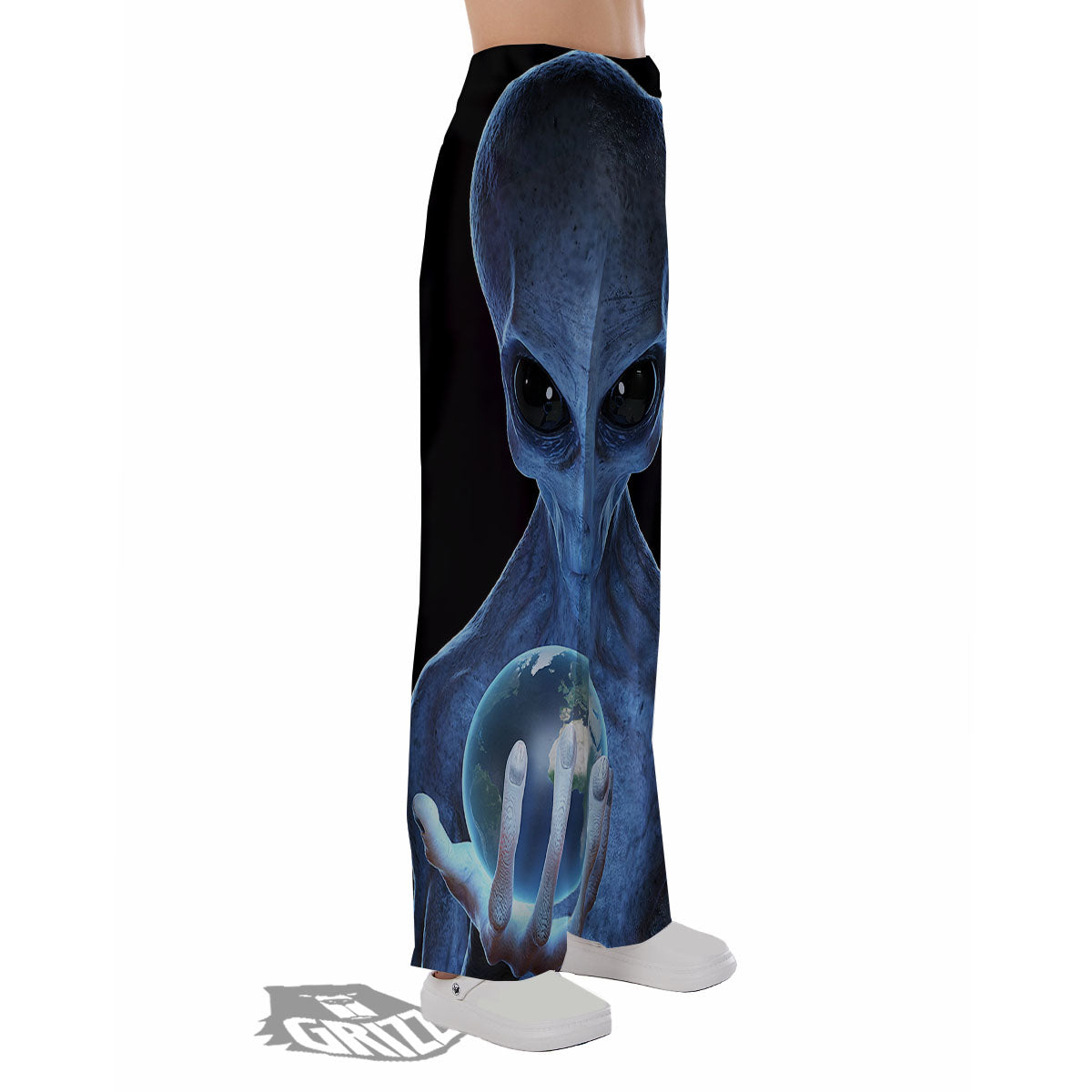 3D Scary Alien Grey Print Pajama Pants-grizzshop