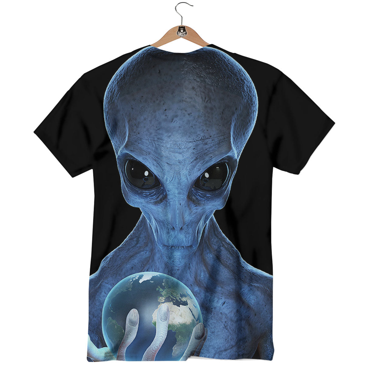 3D Scary Alien Grey Print T-Shirt-grizzshop