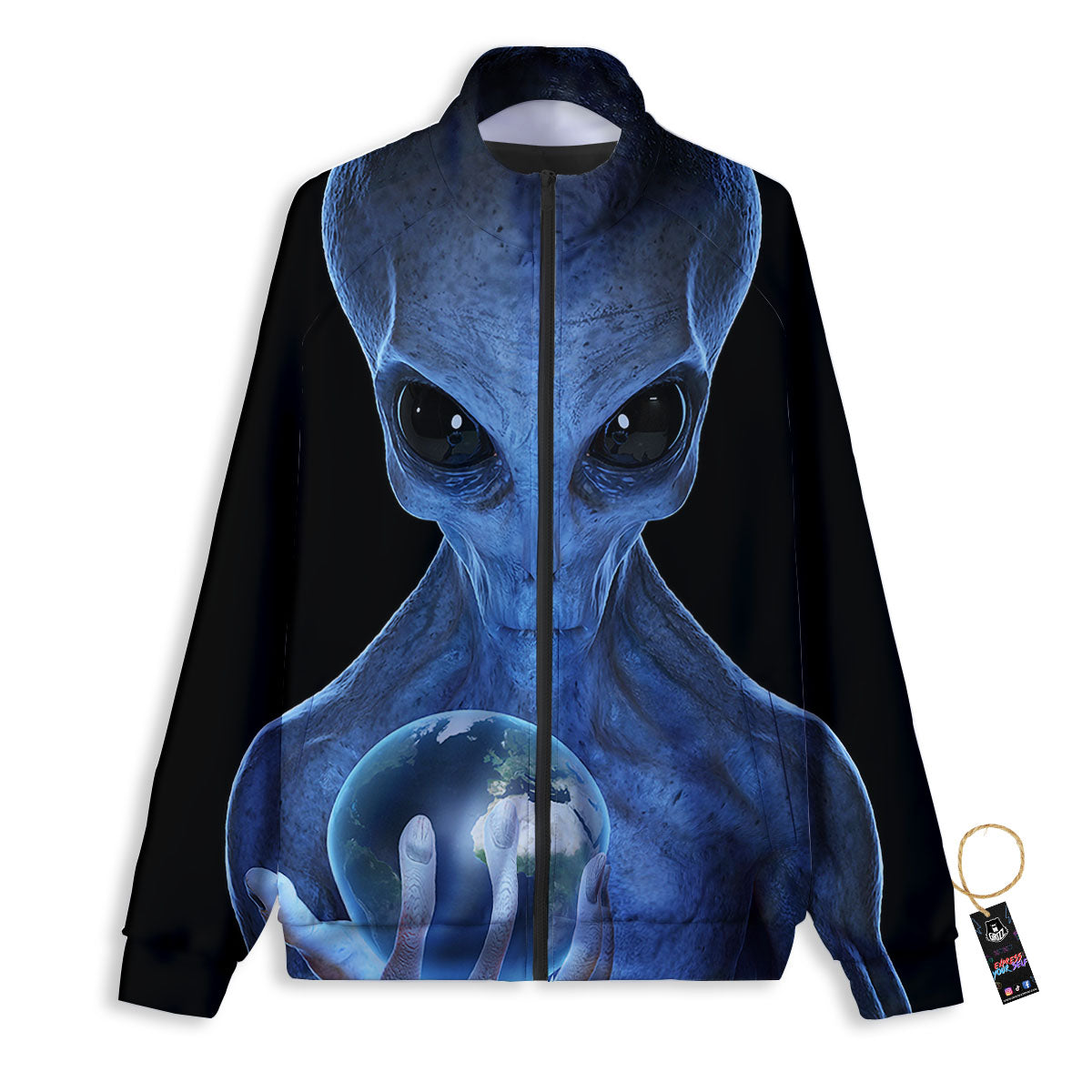 3D Scary Alien Grey Print Track Jacket-grizzshop