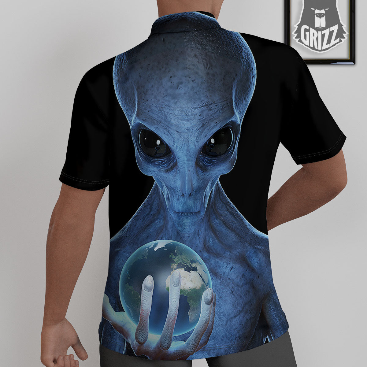3D Scary Alien Grey Print Untucked Shirts-grizzshop