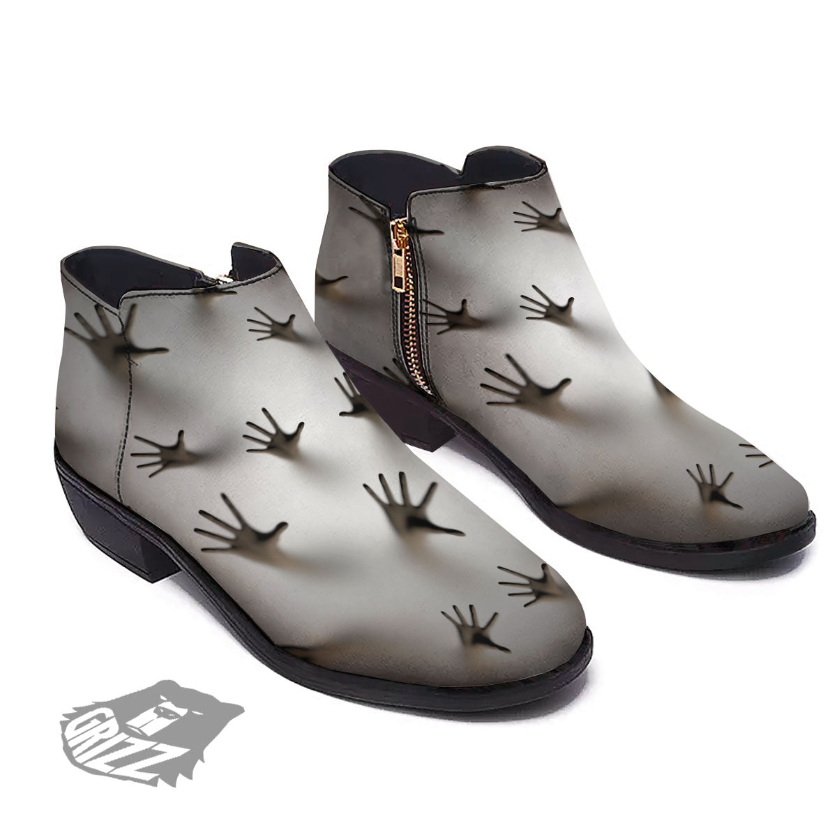 3D Scary Ghost Print Ankle Boots-grizzshop